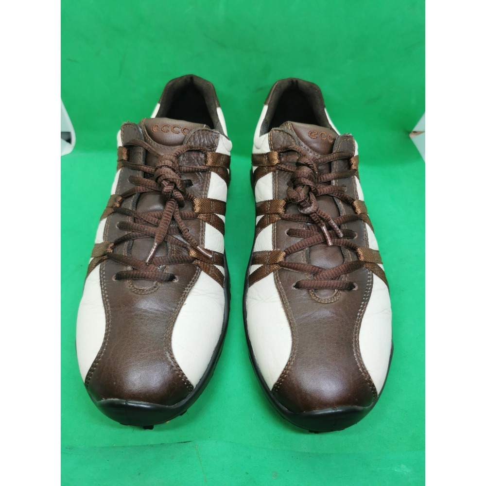 Ecco Golf Cas Cool Mens Brown Classic Leather Comfort Shoes spike Size 8.5/ 42 - Picture 7 of 16